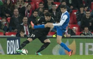 Herrerin durante el partido de vuelta de los dieciseisavos de final de la Copa del Rey ante el Athletic de Bilbao, que están disputando en el estadio de San Mamés.