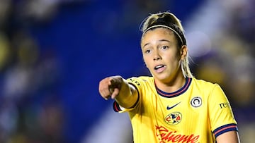 Priscila Flor Da Silva of America during the 7th round match between America and Mazatlan FC as part of the Torneo Clausura 2025 Liga MX Femenil at Ciudad de los Deportes Stadium on February 06, 2025 in Mexico City, Mexico.