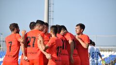 Los jugadores del Andorra celebra un gol ante el Leganés en pretemporada