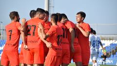 Los jugadores del Andorra celebra un gol ante el Leganés en pretemporada