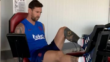 Messi, en un entrenamiento en solitario.