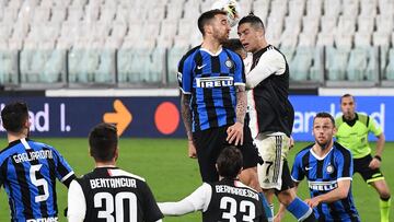 Cristiano Ronaldo, en el choque entre Inter de Milán y Juventus.