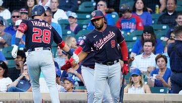 El tercera base Jeimer Candelario y Lane Thomas ha sido lo mejor de los Nationals este año.