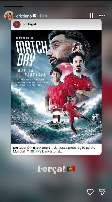 CR7 apoya a Portugal a distancia