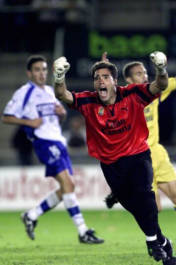 Nacho González celebra eufórico su gol de penalti en el Heliodoro Rodríguez López.
