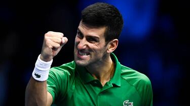 Novak Djokovic celebra un punto durante las ATP Finals de Turín.