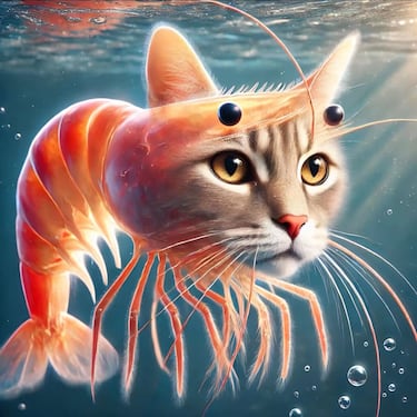 Un camarón con cara de gato. Hay controversia por su nombre al coincidir con Trippi Troppi Trippa Troppi.