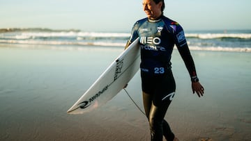 PENICHE, LEIRIA, PORTUGAL - MARCH 12: Two-time WSL Champion Tyler Wright of Australia after surfing in Heat 1 of the Quarterfinals at the MEO Rip Curl Pro Portugal on March 12, 2024 at Peniche, Leiria, Portugal. (Photo by Thiago Diz/World Surf League)