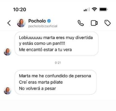 Pocholo la l¨ªa en Instagram: le dice a Marta Riesco que est¨¢ ¡°como un pan¡± pero se equivoca de persona