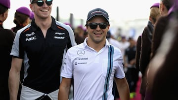 Felipe Massa junto a Nico Hulkenberg en Abu Dhabi.