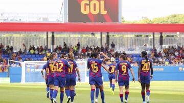 El Barcelona celebra un gol.