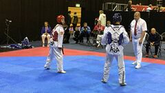 El taekwondista &Aacute;lex Vidal compite durante los Mundiales Paral&iacute;mpicos de Taekwondo de Londres.