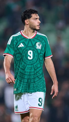 Raul Jimenez and Jesus Gallardo of Mexico during 2025 International Friendly match between Mexico (Mexican National team) and Uruguay at TSM Corona Stadium, on November 15, 2025 in Torreon, Coahuila, Mexico.