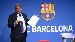Joan Laporta, presidente del Barcelona, comparece para dar explicaciones sobre el 'Caso Negreira'.
