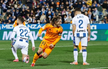 Modric celebra su gol en Butarque.