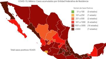 Mapa y casos de coronavirus en M&eacute;xico por estados hoy 1 de junio