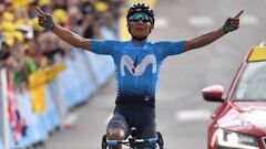 Nairo Quintana celebra su victoria en la etapa reina.