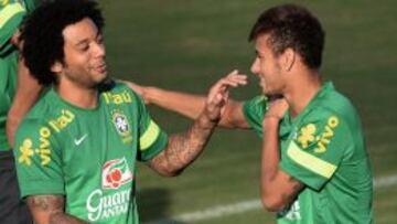 Marcelo y Neymar, con Brasil.