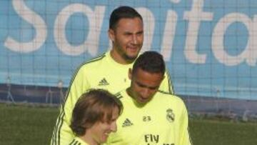 Danilo, en un entrenamiento del Madrid