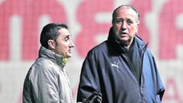 <b>CARA A CARA. </b>Ernesto Valverde y Fernando Roig hablaron ayer sobre el momento por el que atraviesa el Villarreal.