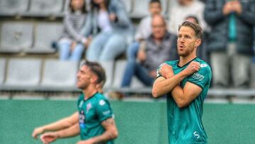 Señé celebra su gol ante el Alcorcón.