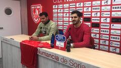 Cruz, durante su presentaci&oacute;n con el Numancia.