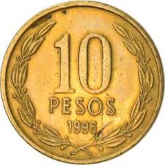 ¿Cuánto pesa una moneda de $10 pesos chilenos?