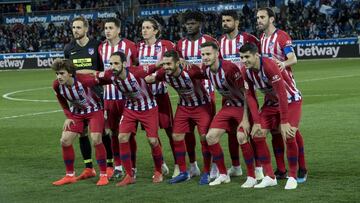 El once del Atlético ante el Alavés.