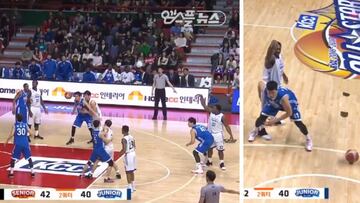 Best Mannequin Challenge yet? In the middle of a B-ball game!