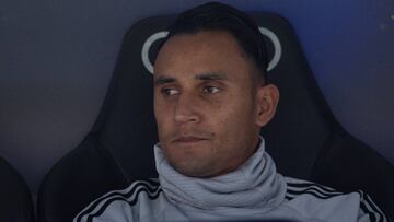 Keylor Navas, en el banquillo del Bernabéu.