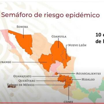 Mapa del semáforo epidemiológico en México del 7 al 13 de noviembre