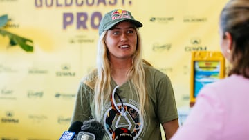 GOLD COAST, QUEENSLAND, AUSTRALIA - APRIL 26: Sierra Kerr of Australia at the Press Conference prior to the commencement of the Bonsoy Gold Coast Pro on April 26, 2024 at Gold Coast, Queensland, Australia. (Photo by Cait Miers/World Surf League)