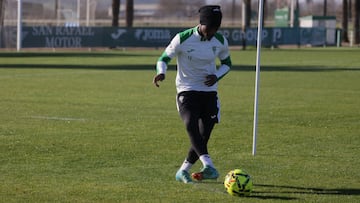 Adilson, en el entrenamiento de esta mañana