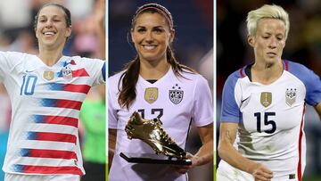 Morgan, Lloyd, Rapinoe, jugadoras de Estados Unidos.