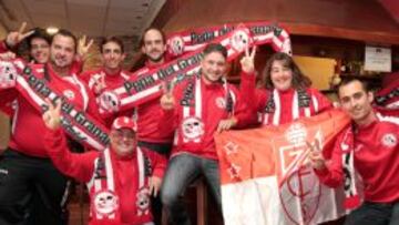 Los peñistas rojiblancos de la capital irán al partido.