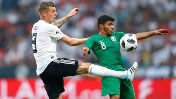 Soccer Football - International Friendly - Germany vs Saudi Arabia - BayArena, Leverkusen, Germany - June 8, 2018   Germany&#039;s Toni Kroos in action with Saudi Arabia&#039;s Yahya Al-Shehri   
