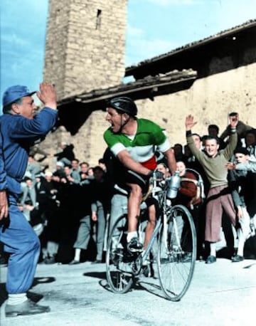 Ganó tres veces el Giro (1936, 1937 y 1946) y tiene el récord de triunfos en Montaña con siete. Sus duelos con Coppi fueron épicos.