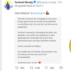 Mendy: "Me voy con un técnico que me hará progresar"