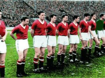 On 6 February 1958, Manchester United stopped to refuel in Munich on their way back from a European Cup tie in Belgrade. On its third take-off attempt amid poor weather conditions, the travelling party's aeroplane skidded off the runway and crashed, killi