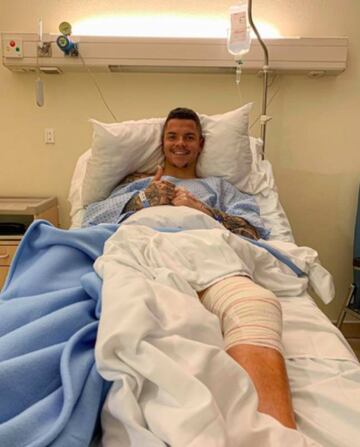 Rodrigo, el pasado 15 de enero, tras ser intervenido en la rodilla izquierda.