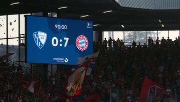 Soccer Football - Bundesliga - VfL Bochum v Bayern Munich - Ruhrstadion, Bochum, Germany - August 21, 2022 General view of the scoreboard after the match REUTERS/Thilo Schmuelgen DFL REGULATIONS PROHIBIT ANY USE OF PHOTOGRAPHS AS IMAGE SEQUENCES AND/OR QUASI-VIDEO.  REFILE - CORRECTING STADIUM NAME