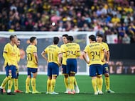 Cristian Calderon, Richard Sanchez, Victor Davila, Ramon Juarez, Javairo Dilrosun of America during the match between Inter Miami and America as part of the friendly match, at Allegiant Stadium on January 18, 2025 in Las Vegas, Nevada, United States.