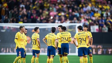 Cristian Calderon, Richard Sanchez, Victor Davila, Ramon Juarez, Javairo Dilrosun of America during the match between Inter Miami and America as part of the friendly match, at Allegiant Stadium on January 18, 2025 in Las Vegas, Nevada, United States.