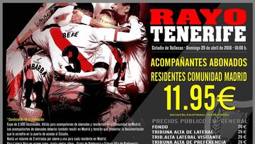 Nueva promoción: entradas a 11,95€ para el Rayo-Tenerife