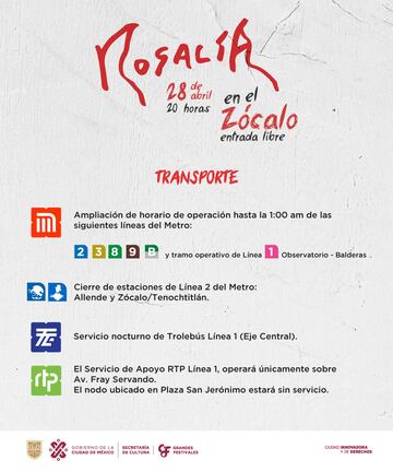 Rosalía en el Zócalo de CDMX: a qué hora cerrará el metro y qué estaciones estarán cerradas