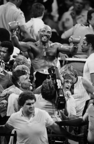 15 de abril de 1985. Marvin Hagler ganó a Thomas Hearns después de un intensísimo combate.