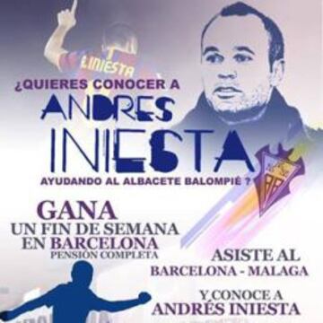 Cartel del concurso para conocer a Iniesta.