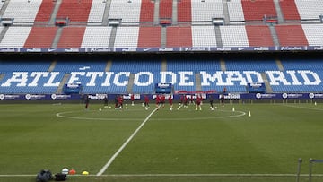 El Atl&eacute;tico, en la sesi&oacute;n de ayer en el Calder&oacute;n. 