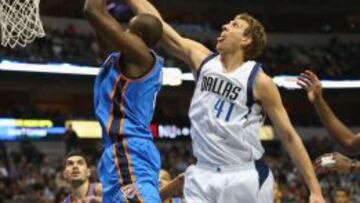 Dirk Nowitzki contra Ibaka, duelo por todo lo alto.