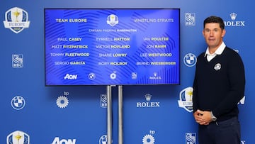 VIRGINIA WATER, ENGLAND - SEPTEMBER 12: Team Europe Ryder Cup Captain Padraig Harrington pictured with his captains pick during Day Four of The BMW PGA Championship at Wentworth Golf Club on September 12, 2021 in Virginia Water, England. (Photo by Andrew